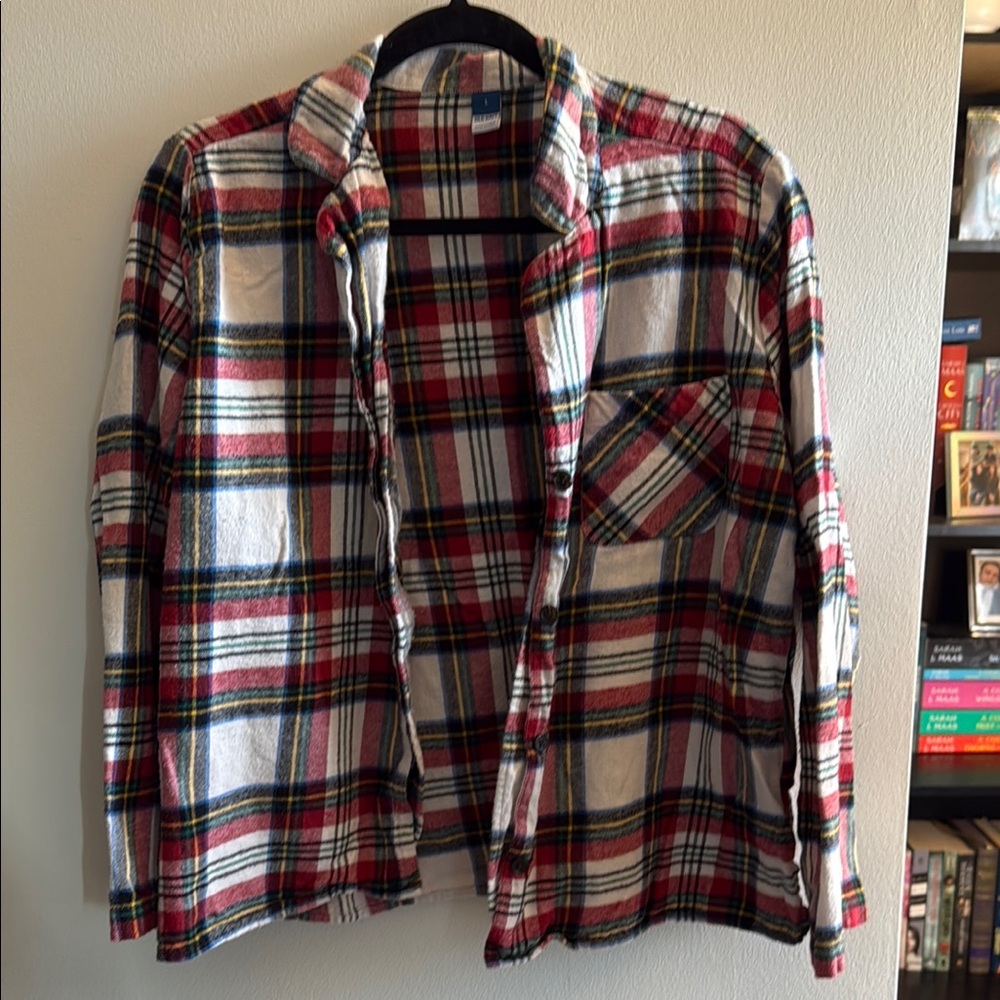 Plaid Flannel Shirt - Red, Green, White